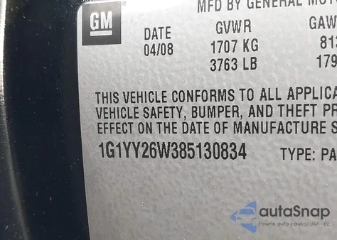 2008 Chevrolet Corvette z USA, uszkodzony, nr VIN 1G1YY26W385130834